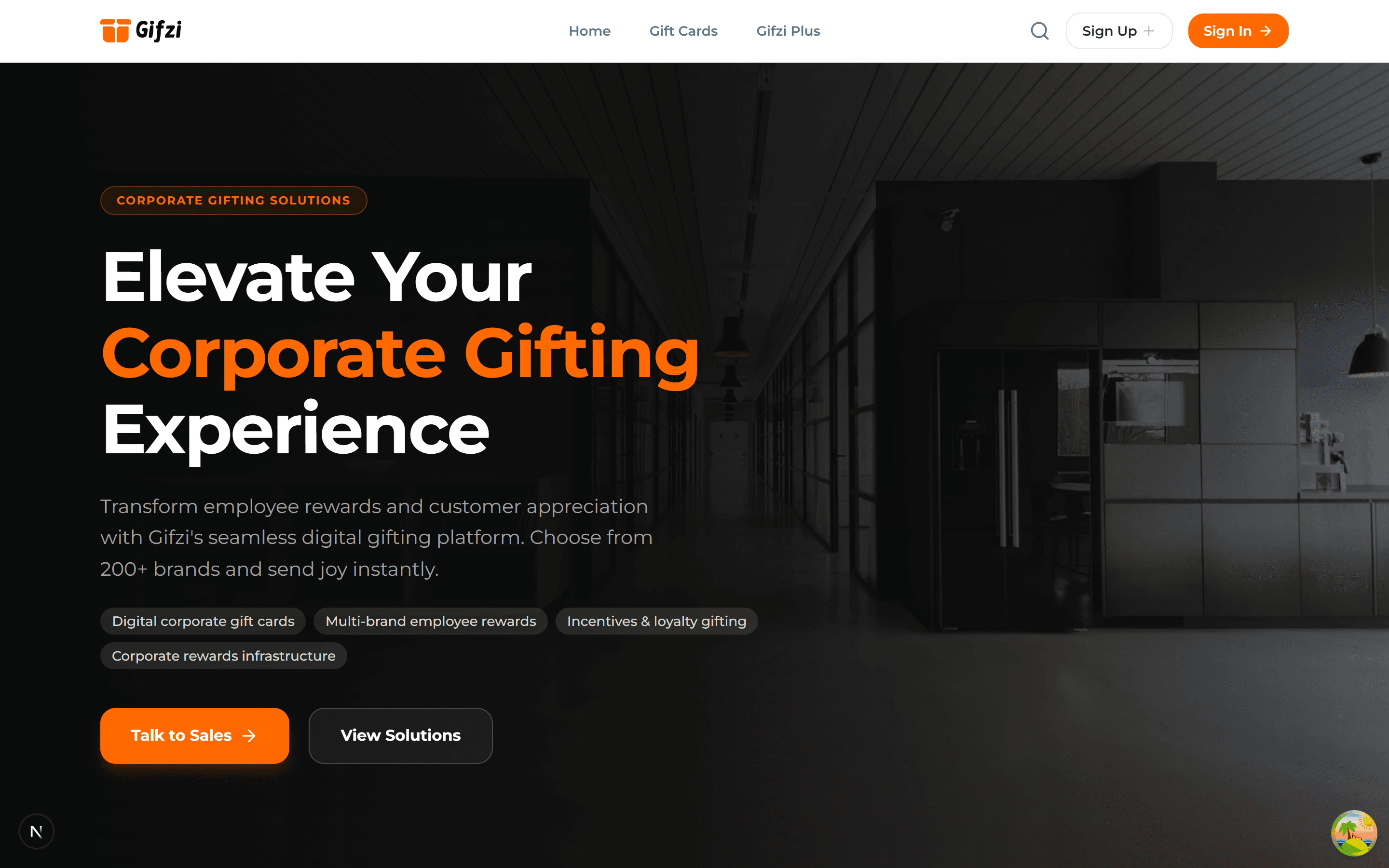 Desktop view of Gifzi Corporate
