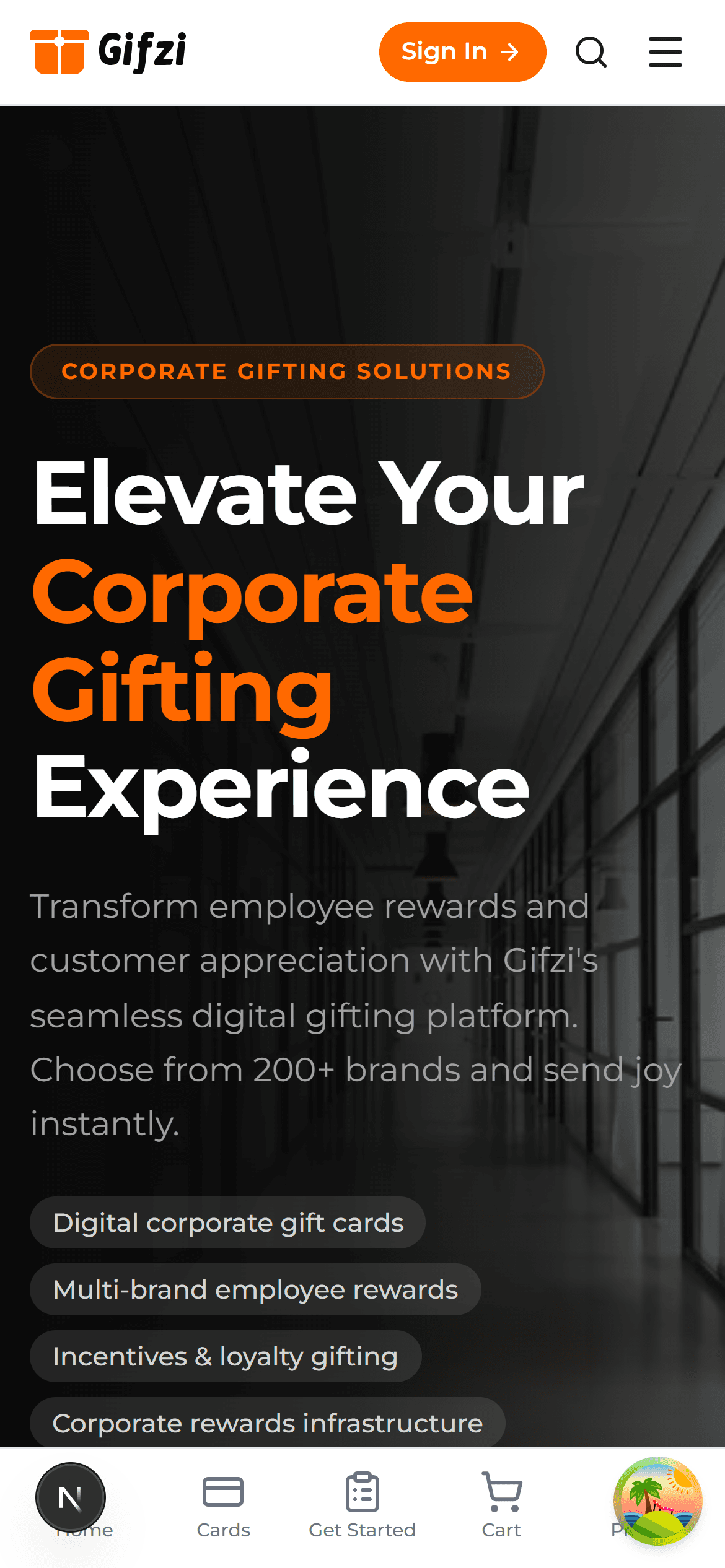 Mobile view of Gifzi Corporate
